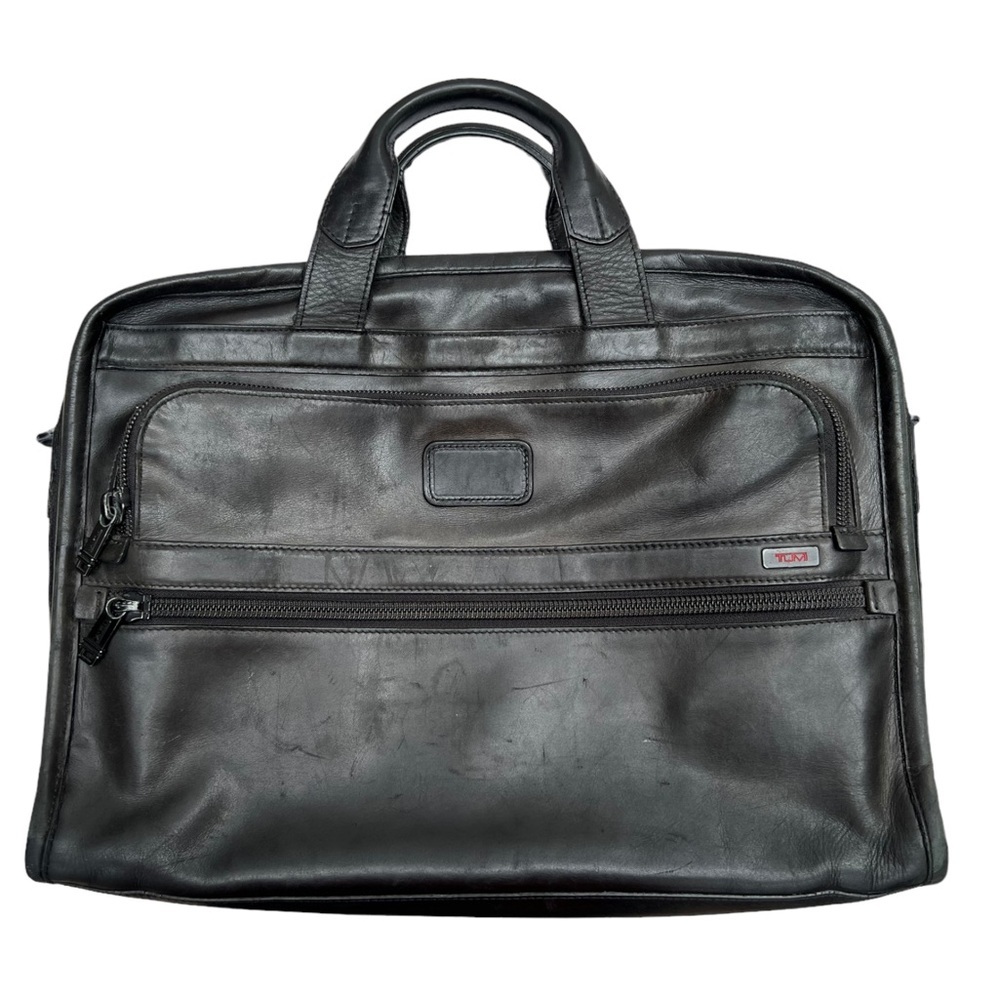 Tumi 96111DH ALPHA Slim Large Screen Black Leather Portfolio Briefcase Laptop - Picture 16 of 16